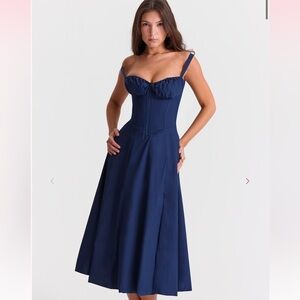 House of CB 'Carmen' Blue Bustier Sundress Size S Milkmaid Dress